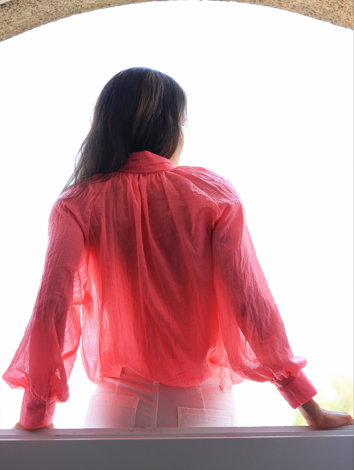 Blouse Uma - Lavallière rose fluo