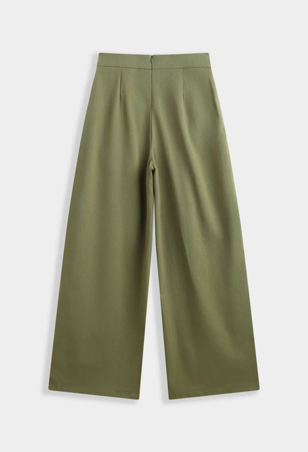 Vue arrière du pantalon large Sixtine vert sauge, coupe ample et fluide