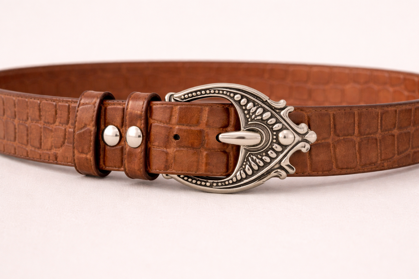 Ceinture EMIE style rock chic - Doubles boucles zamak et clous