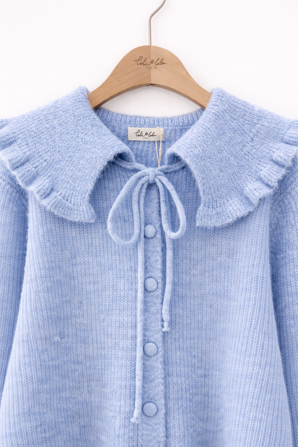 Vue maille douce gilet femme Léonie - col géant signature