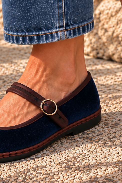 Ballerines Mérédith - Bleu et Choco