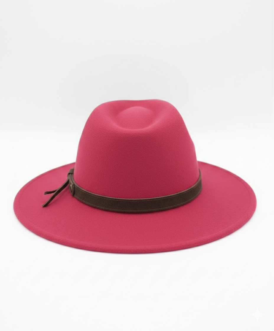 Chapeau femme Fedora Alba fuchsia en laine 100% imperméable - vue de face