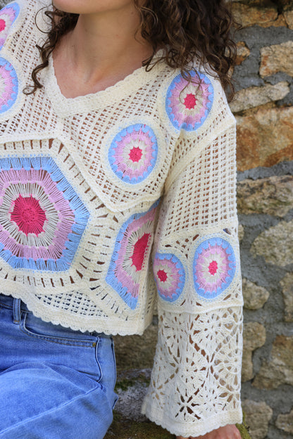 Top Rose - crochet bohème