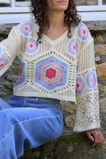 Top Rose - crochet bohème