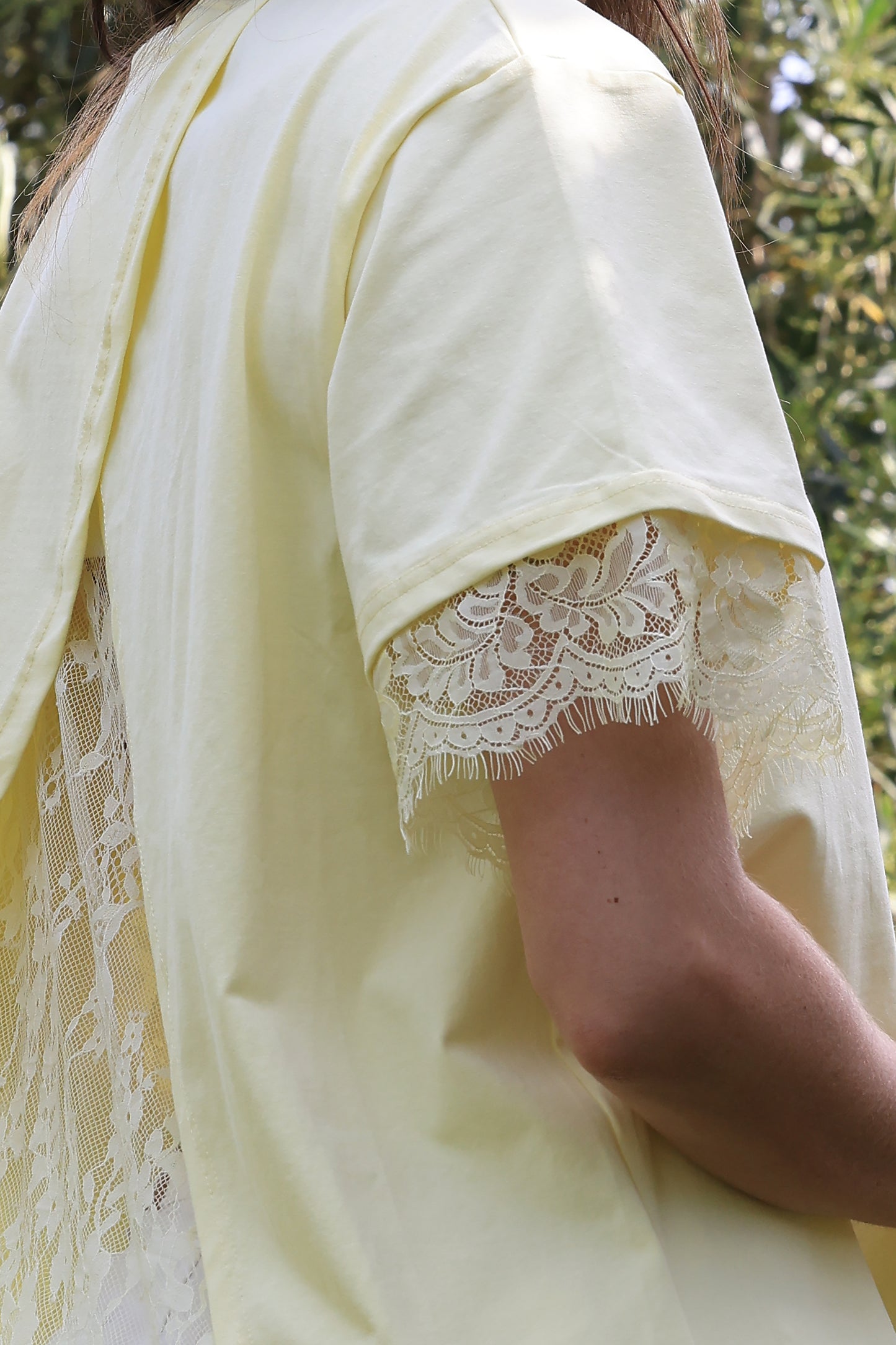 T-shirt Eden - Dos ouvert dentelle jaune