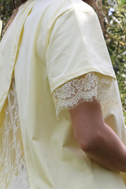T-shirt Eden - Dos ouvert dentelle jaune