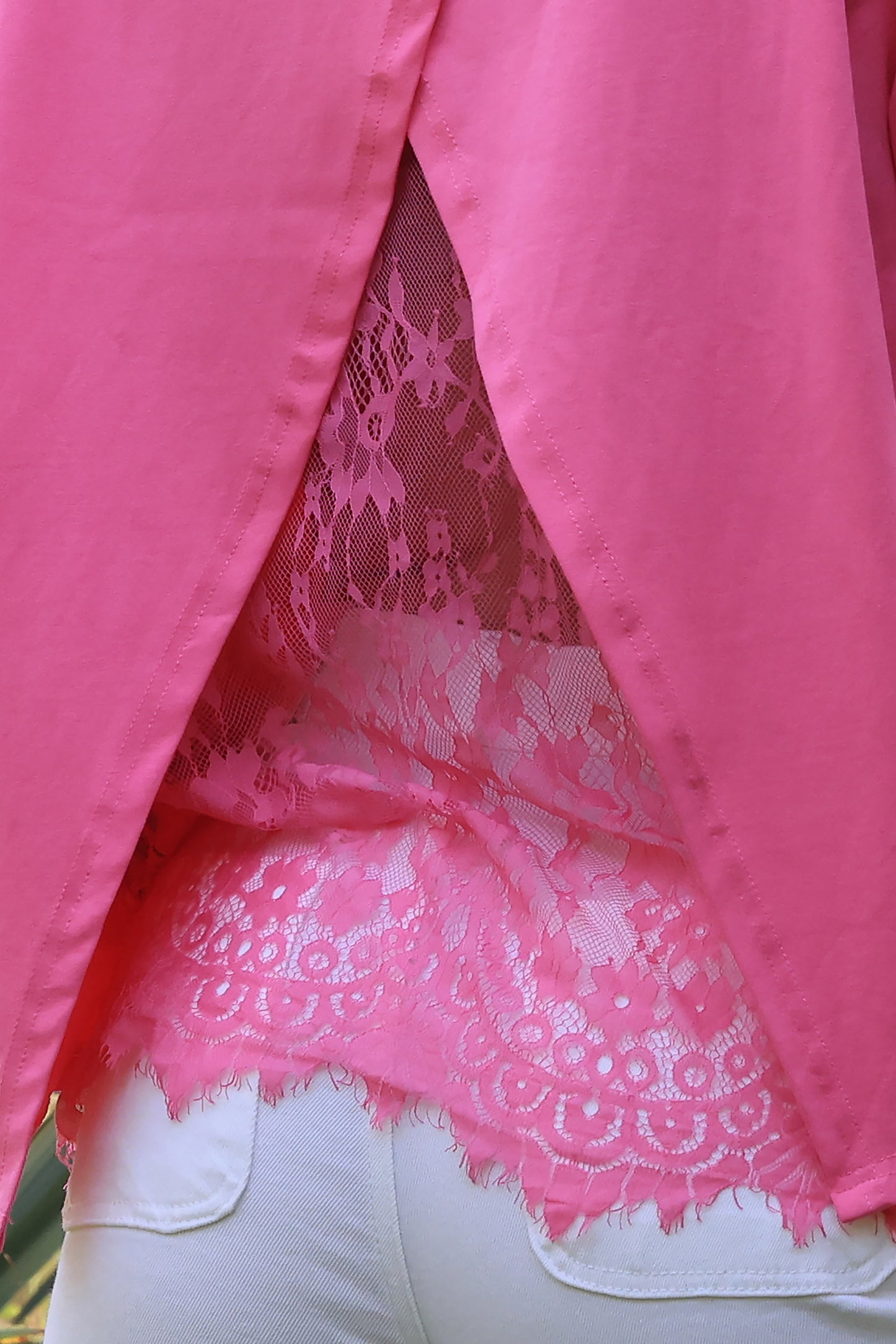 T-shirt Eden - dos ouvert dentelle rose
