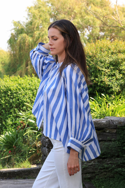 Blouse Mira - Oversize rayée bleu
