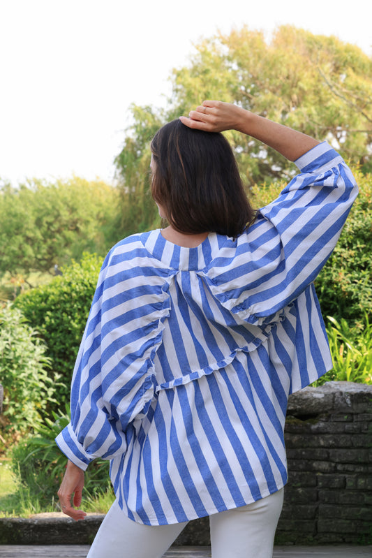 Blouse Mira - Oversize rayée bleu