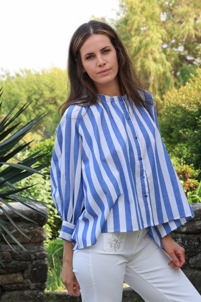 Blouse Mira - Oversize rayée bleu