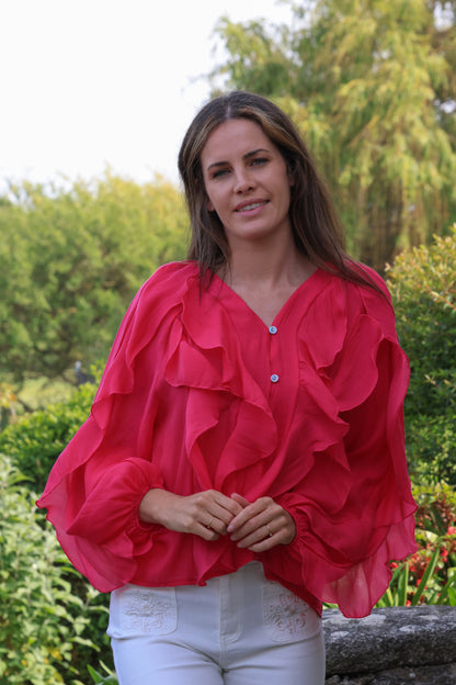 Blouse Eloïse - volants fuchsia