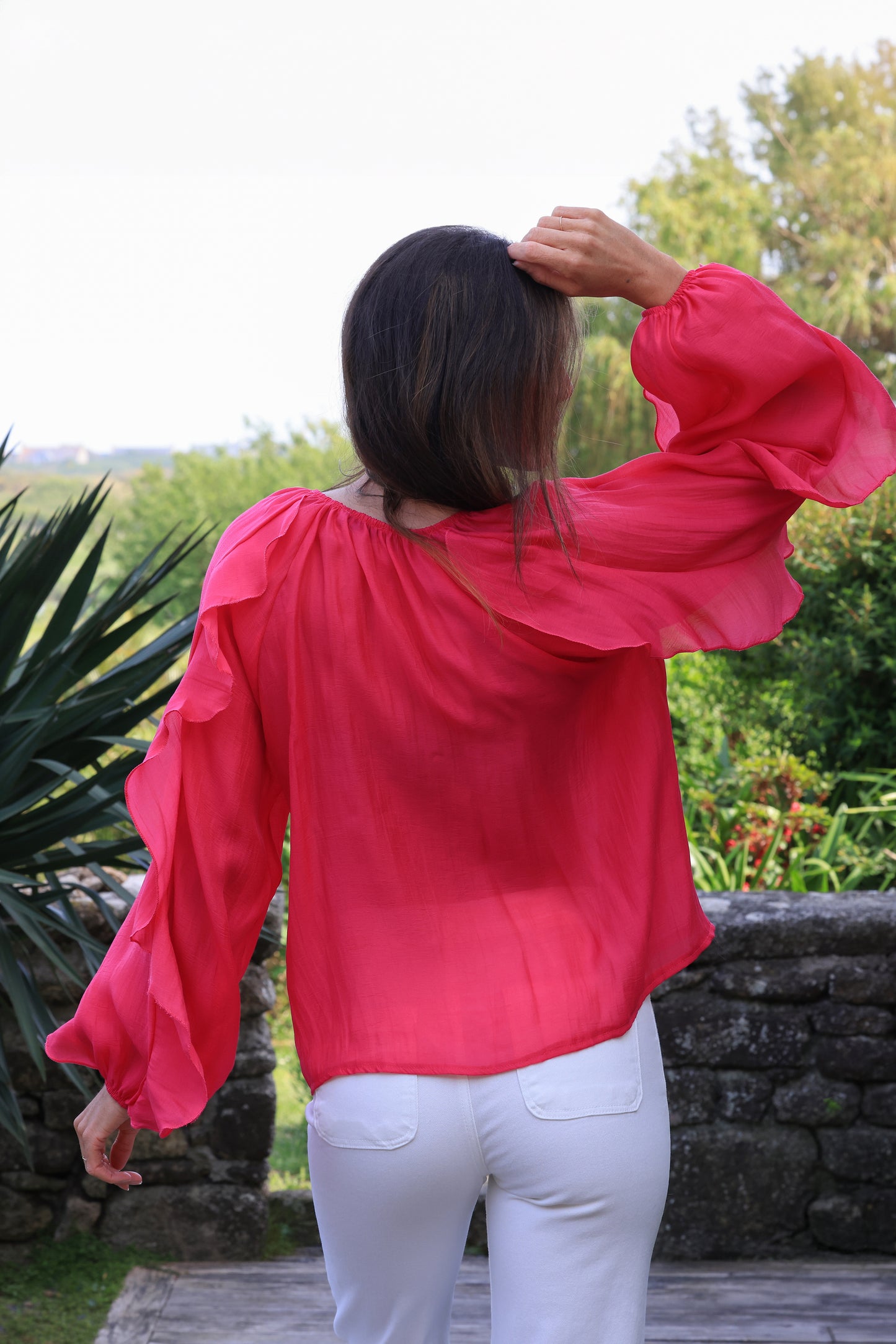 Blouse Eloïse - volants fuchsia