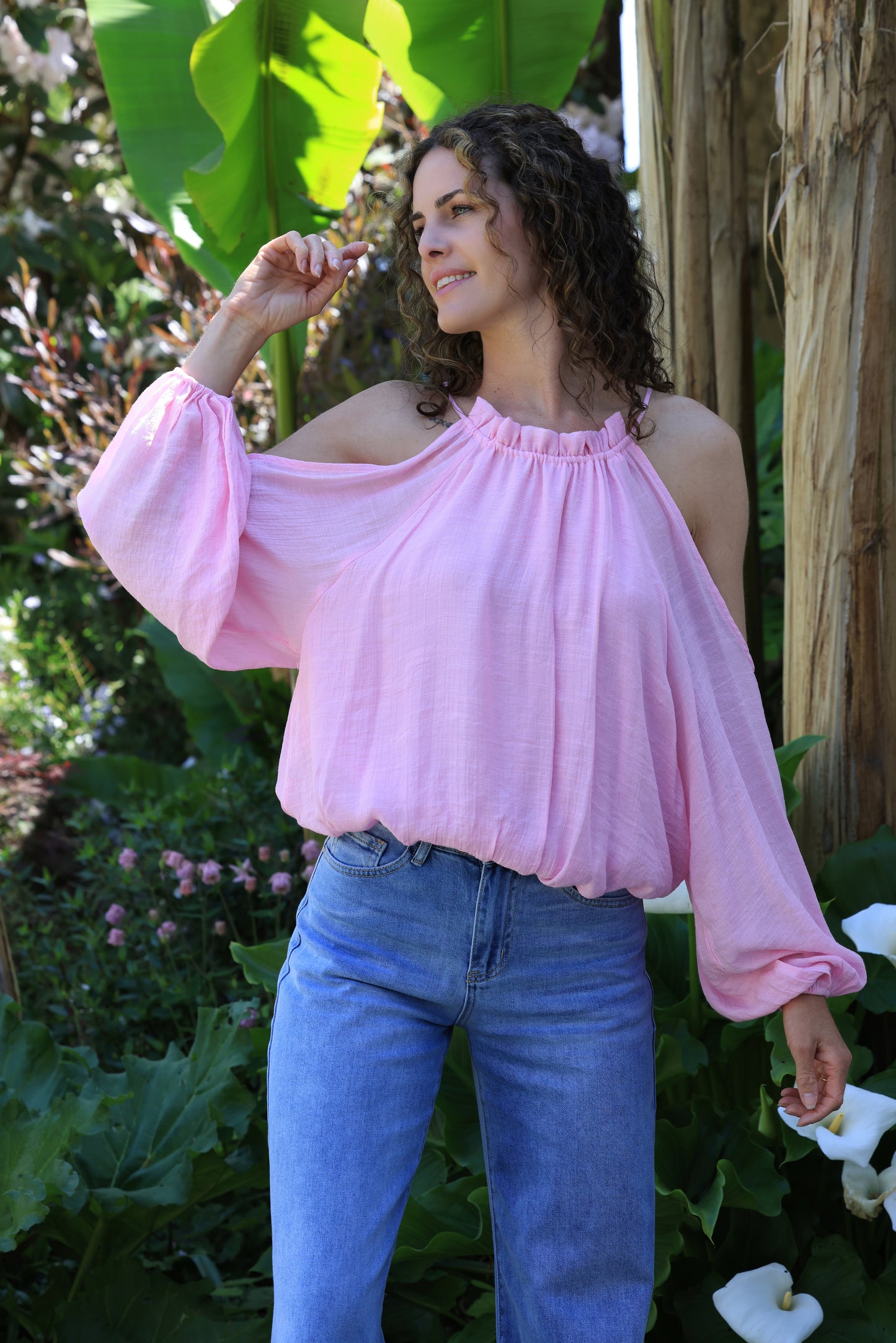 Blouse Lison - épaules nues guimauve