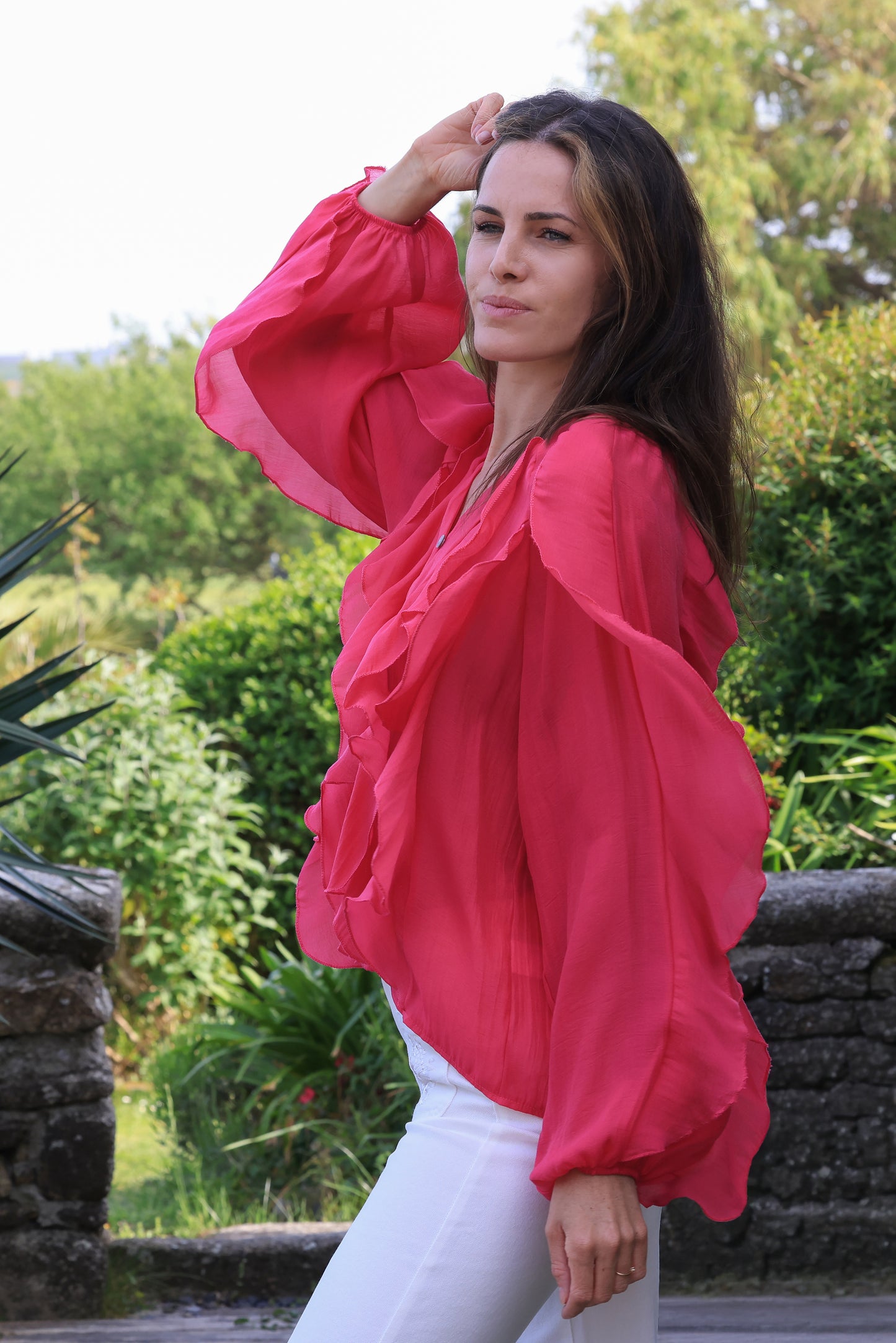 Blouse Eloïse - volants fuchsia