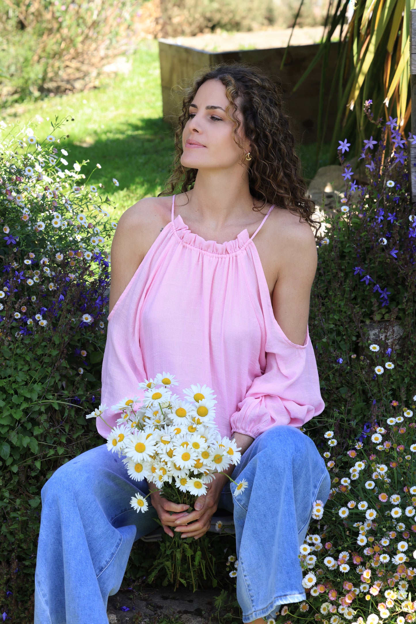 Blouse Lison - épaules nues guimauve