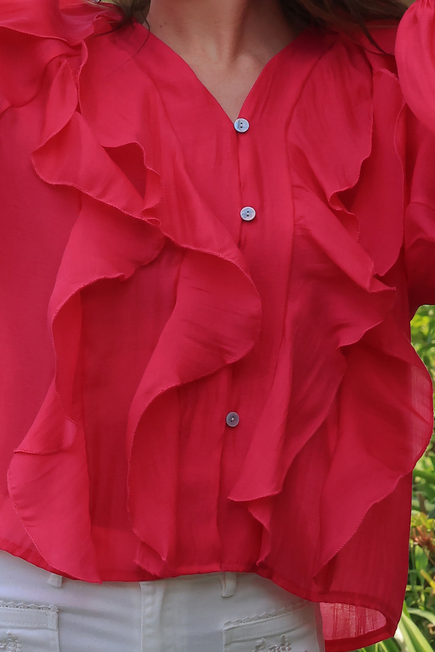 Blouse Eloïse - volants fuchsia