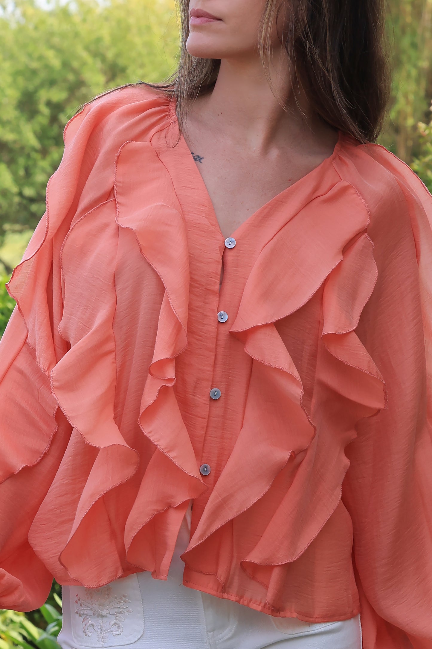 Blouse Eloïse - volants corail