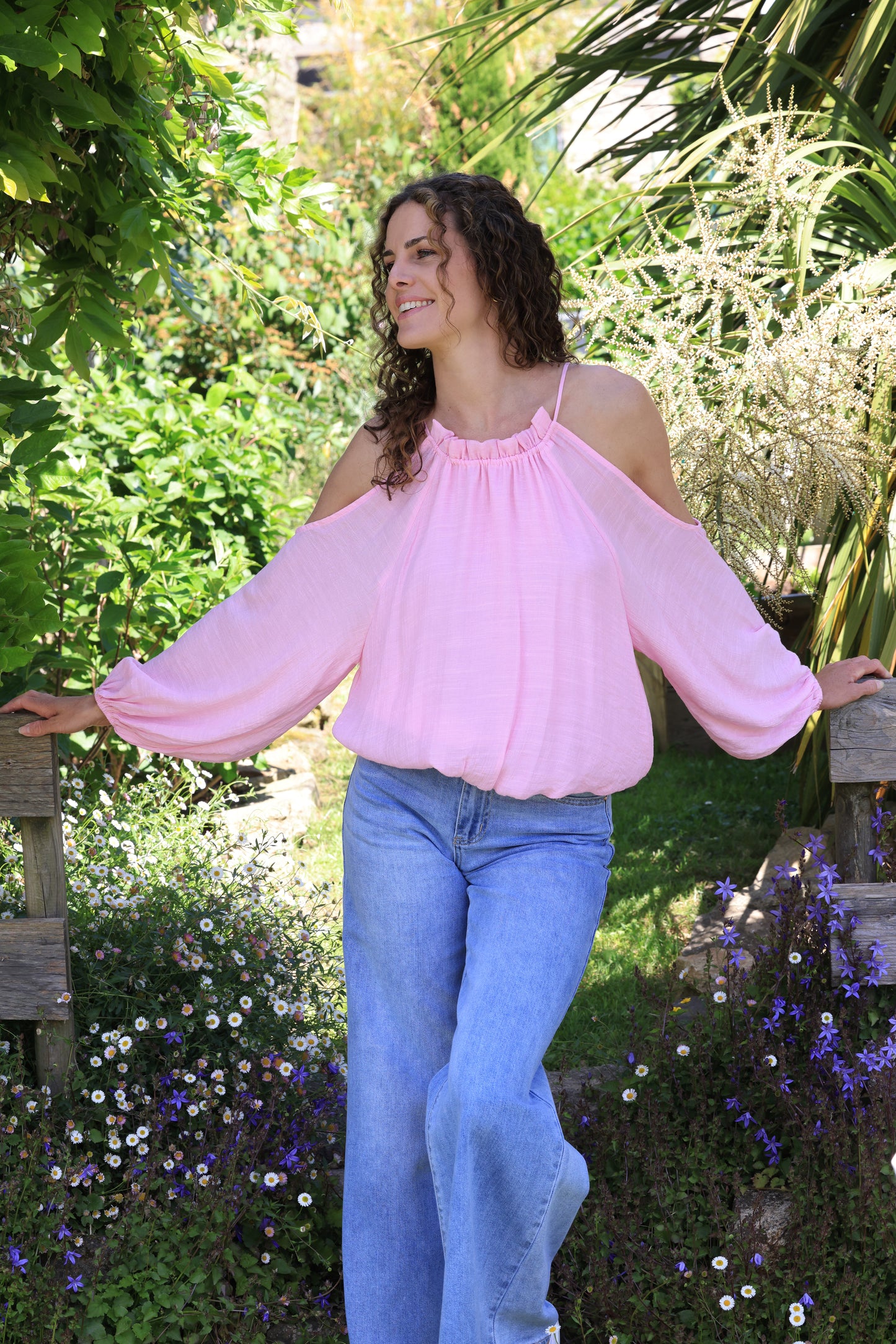 Blouse Lison - épaules nues guimauve