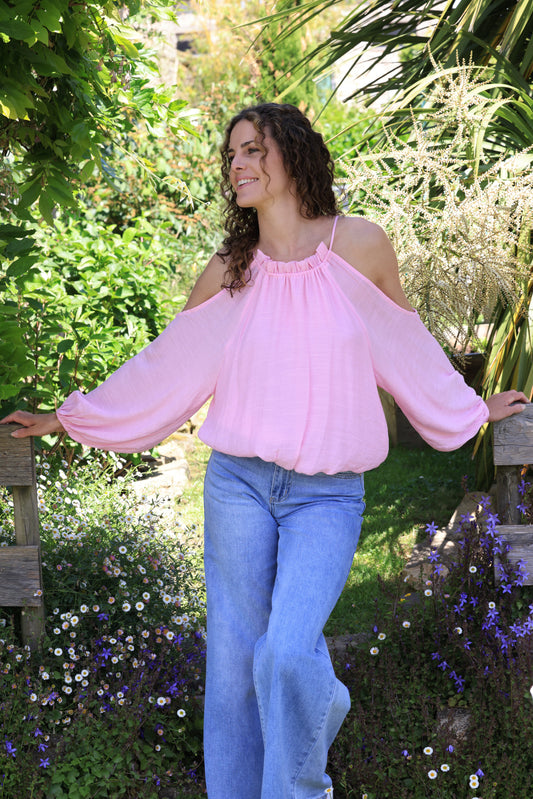 Blouse Lison - épaules nues guimauve