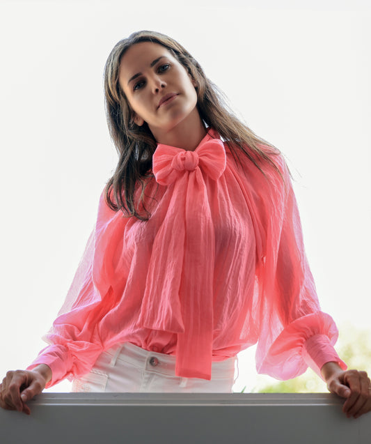 Blouse Uma - Lavallière rose fluo