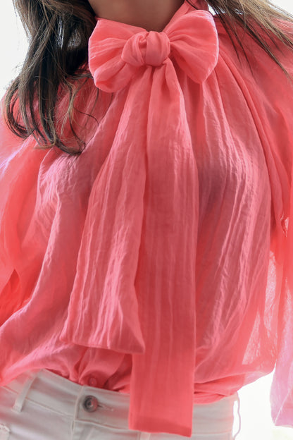 Blouse Uma - Lavallière rose fluo