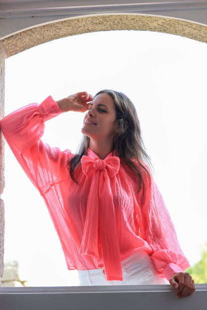 Blouse Uma - Lavallière rose fluo