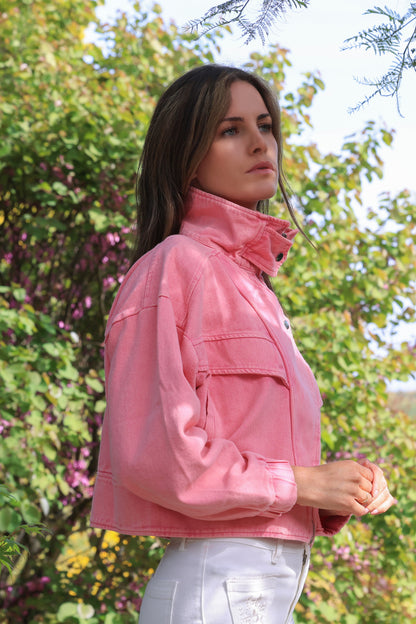 Veste Romy jean rose - vue de profil