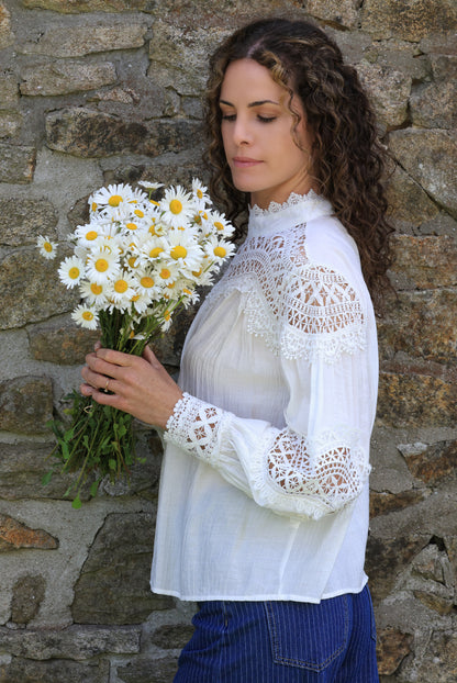Blouse Anaé - dentelle blanche