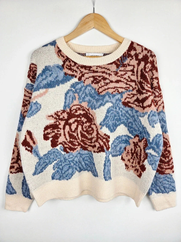 Pull Erika imprimé floral pailleté 