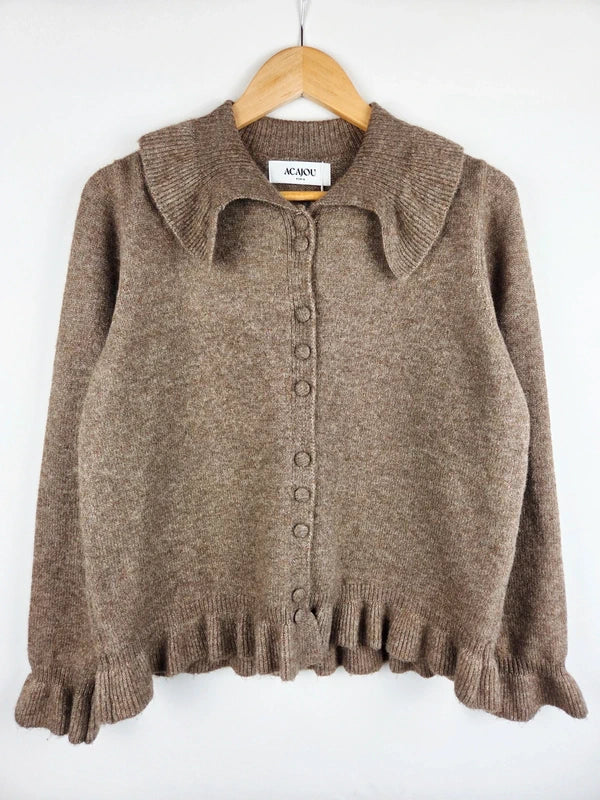 Gilet Erine femme taupe tricot doux  - vue de face
