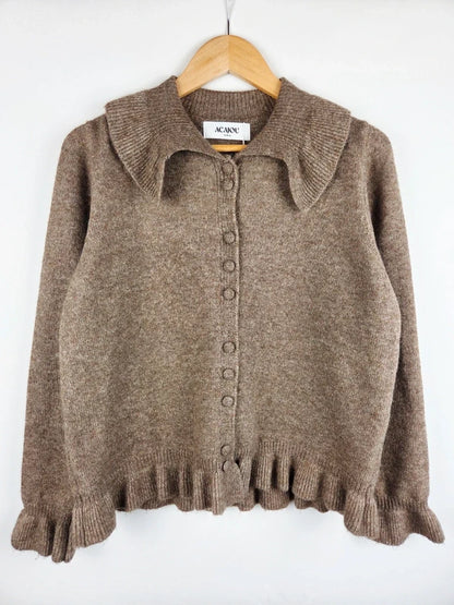 Gilet Erine femme taupe tricot doux  - vue de face