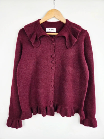 Gilet Erine femme bordeaux maille douce - vue de face 