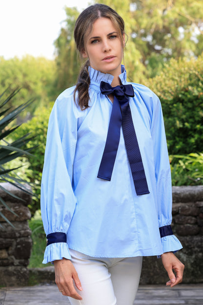Blouse Blandine - ciel noeud marine
