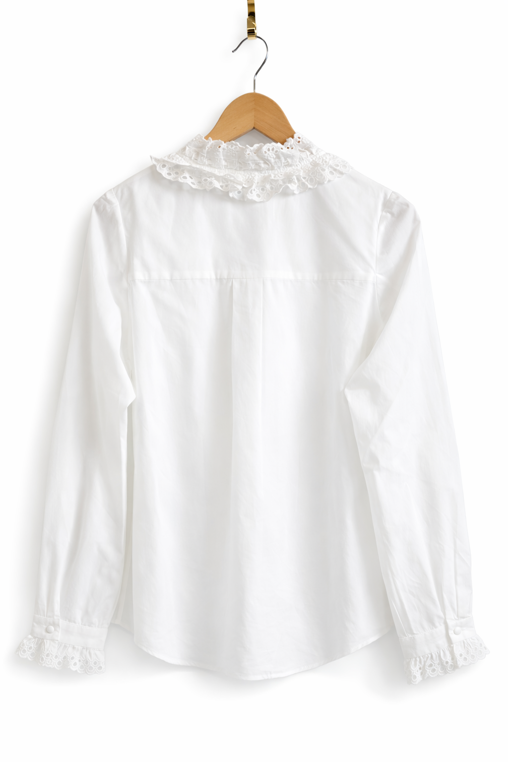 vue dos Chemisier femme Victoire broderie anglaise col romantique lien à nouer 100% coton - It Hippie
