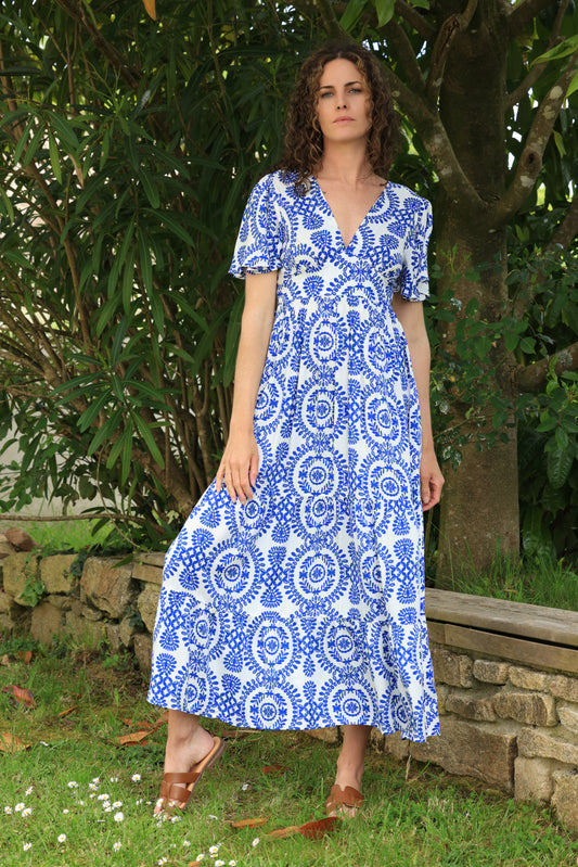 Robe Candice - imprimé azuléen