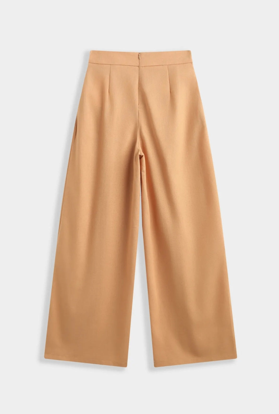 Vue arrière du pantalon large Sixtine camel abricoté, coupe ample et fluide bohème

