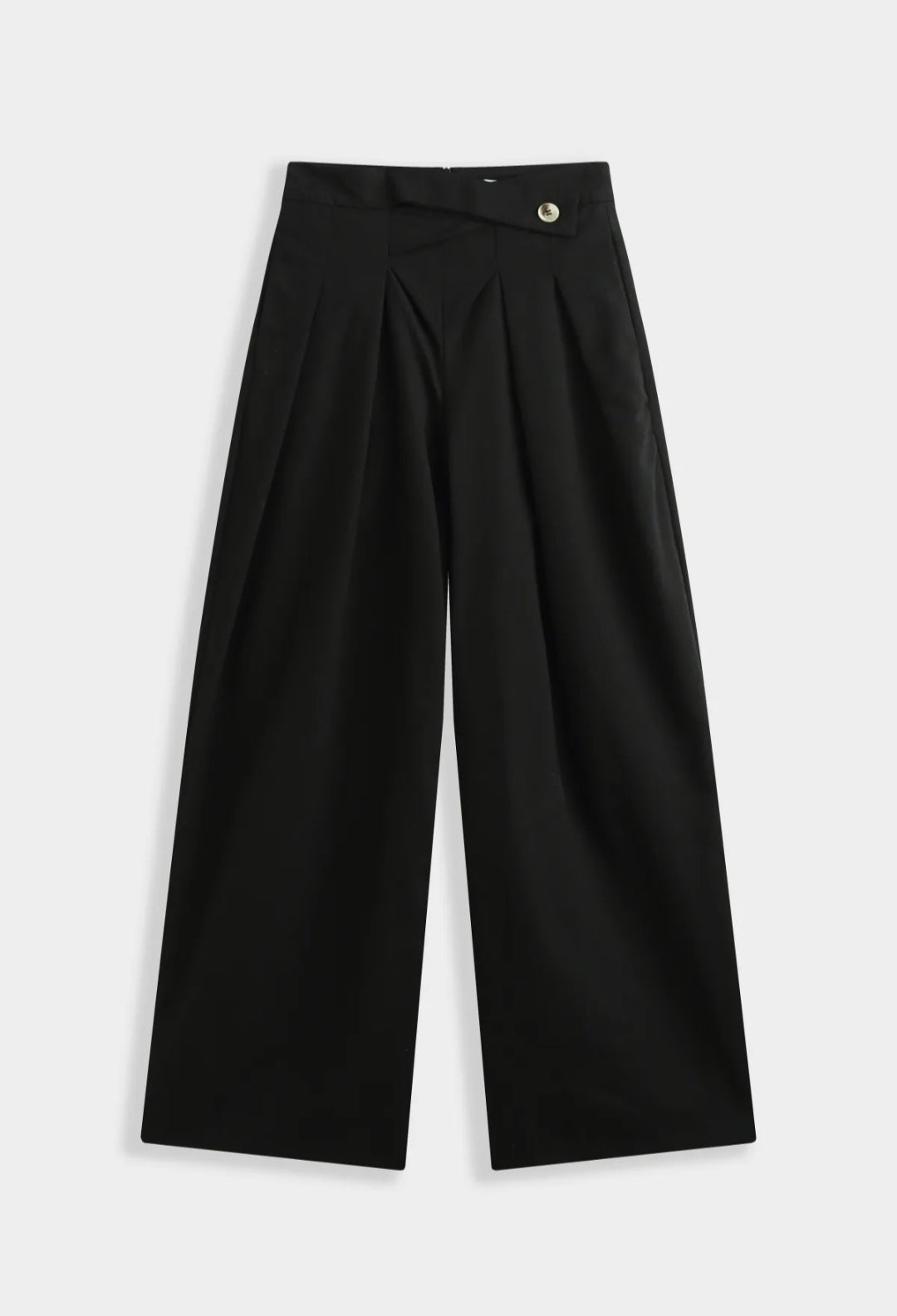 Vue face du pantalon large Sixtine noir, coupe ample et fluide intemporelle"