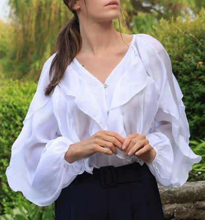 Blouse Eloïse - volants blanc