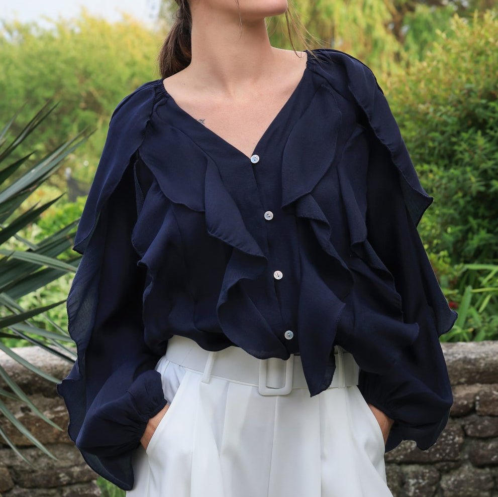 Blouse Eloïse - volants marin