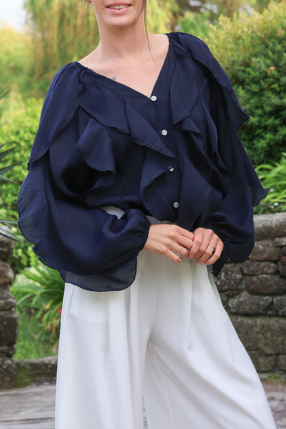 Blouse Eloïse - volants marin