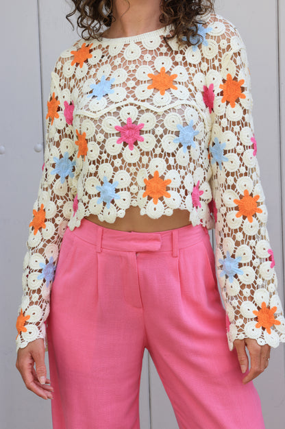 Top Chiara - crochet florale
