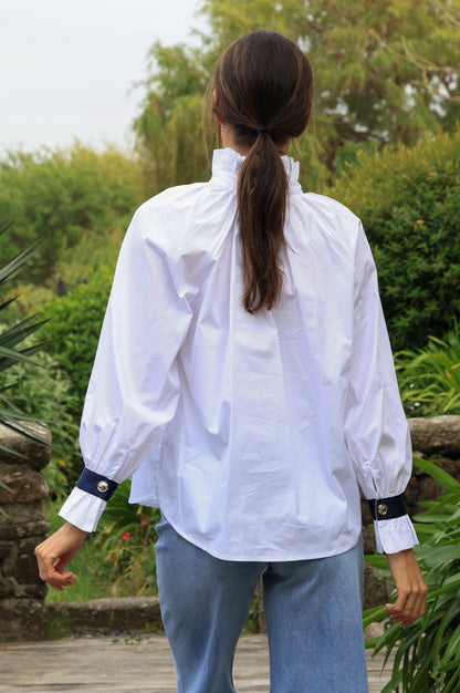 Blouse Blandine - blanc noeud marine