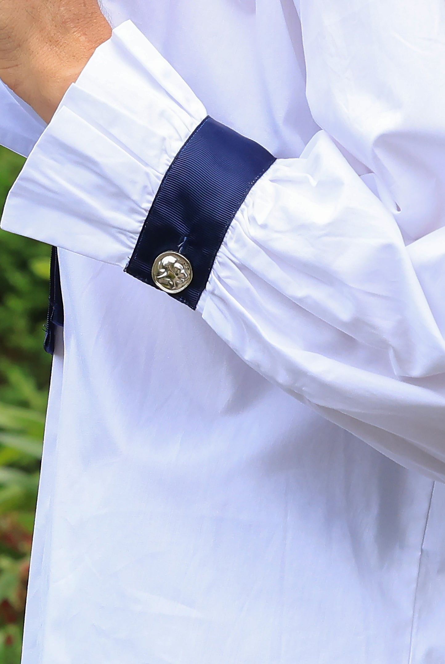 Blouse Blandine - blanc noeud marine