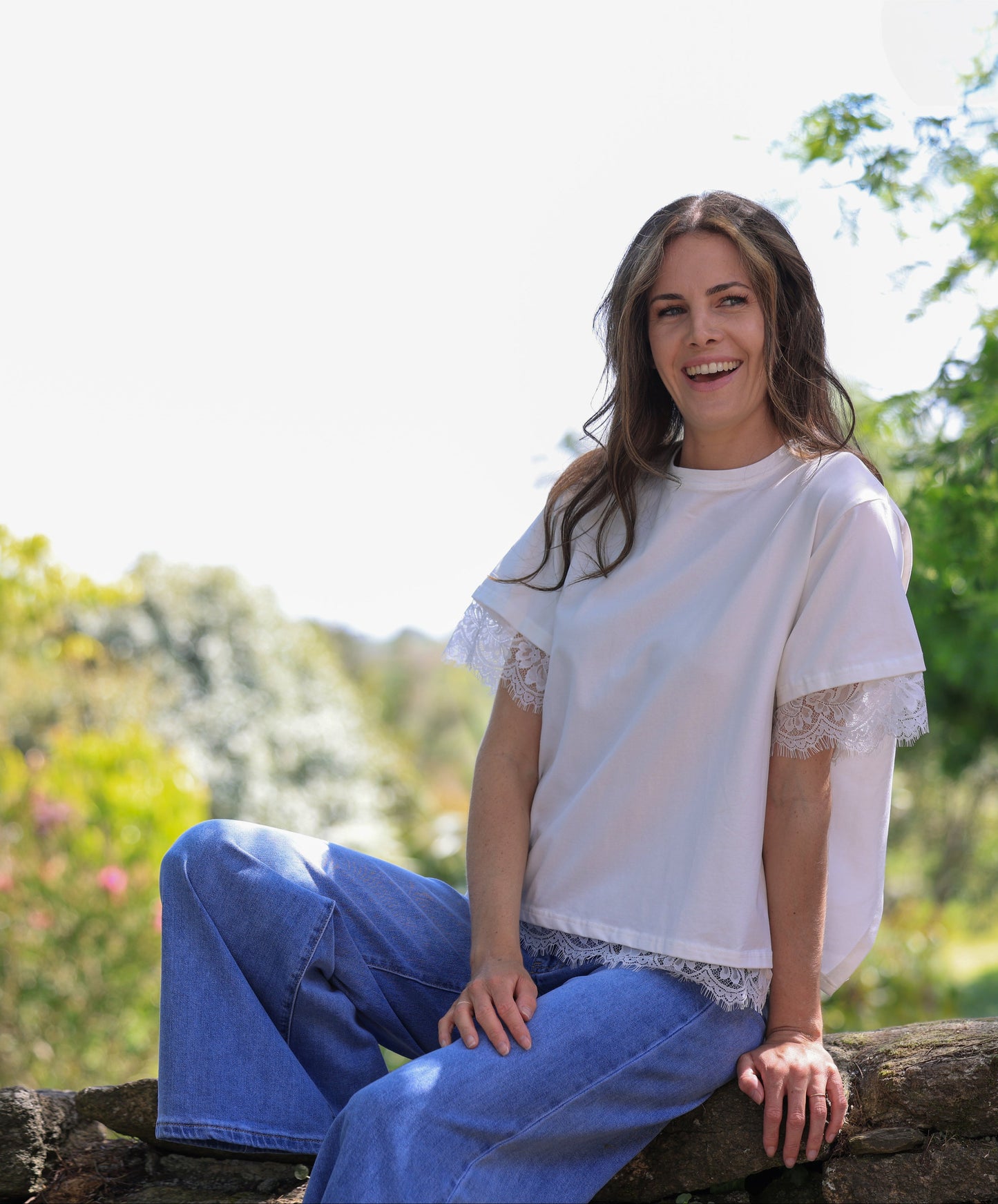 T-shirt Eden - Dos ouvert dentelle blanche