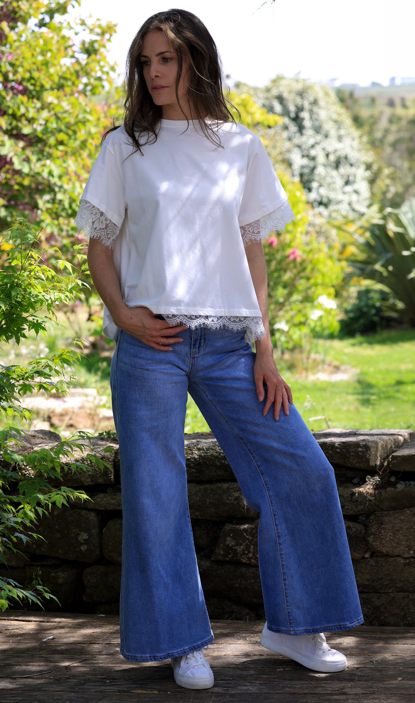 T-shirt Eden - Dos ouvert dentelle blanche