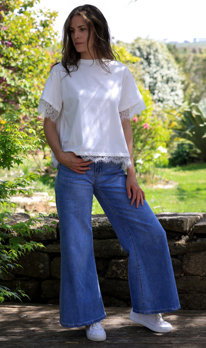 T-shirt Eden - Dos ouvert dentelle blanche