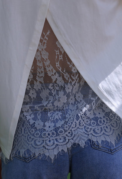 T-shirt Eden - Dos ouvert dentelle blanche