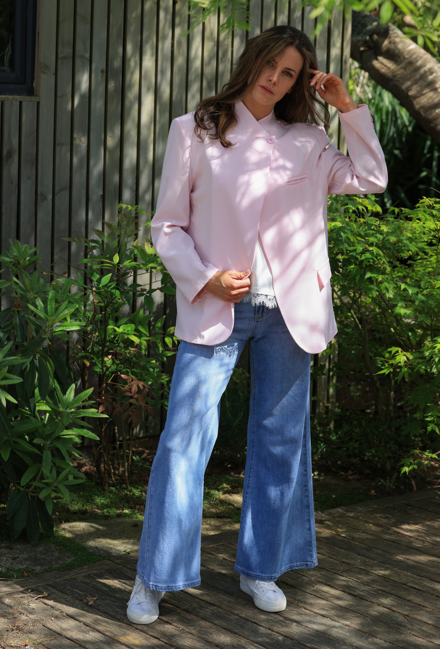 Veste Lou - asymétrie rose