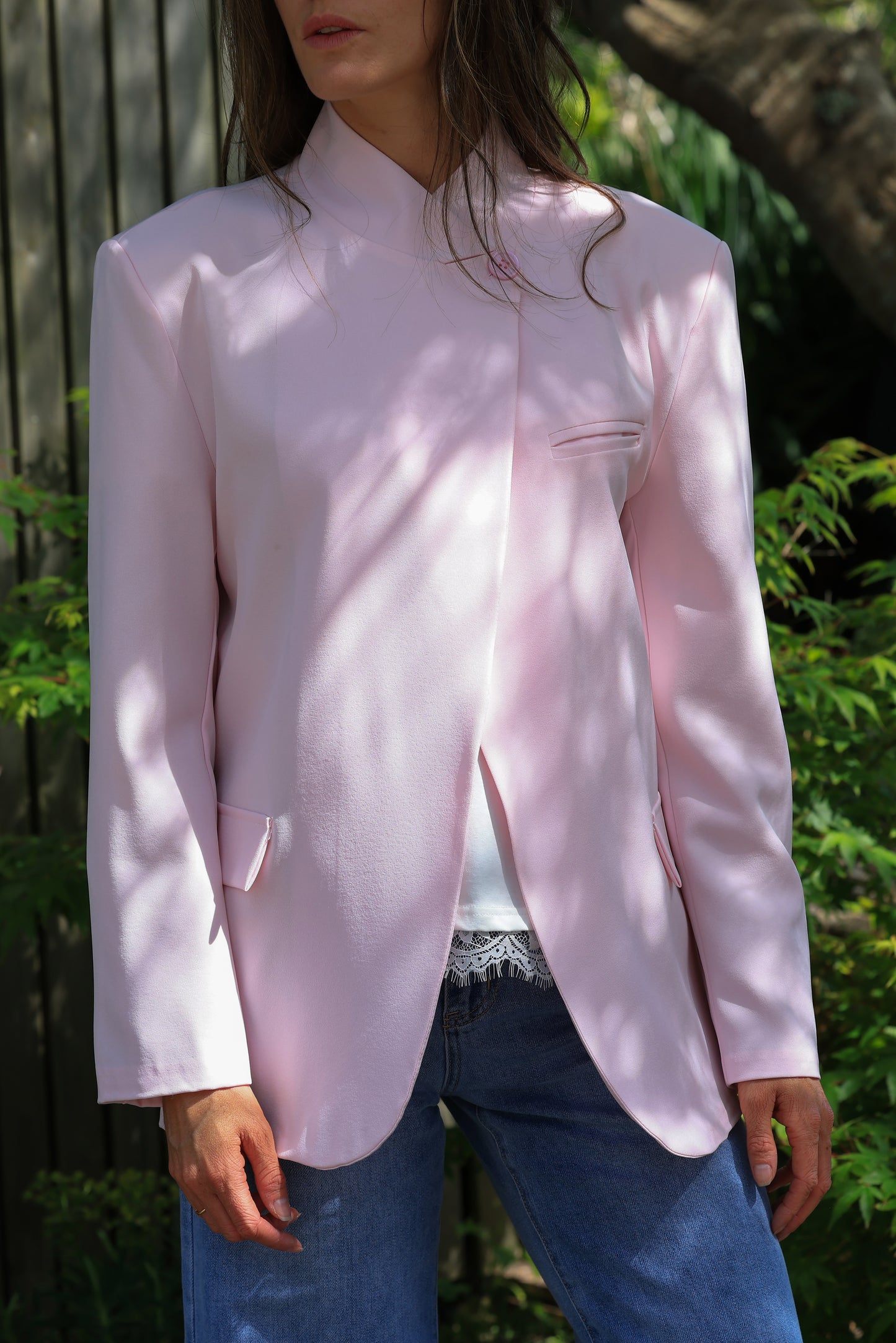 Veste Lou - asymétrie rose