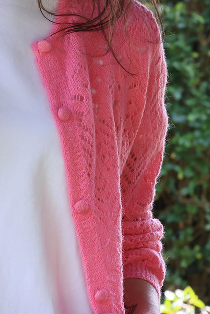 Gilet Leslie - Maille ajourée bonbon